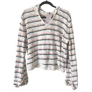 NWT Women's Roxy Sun Express Baja Beach Sweater Knit Striped Pullover - Large